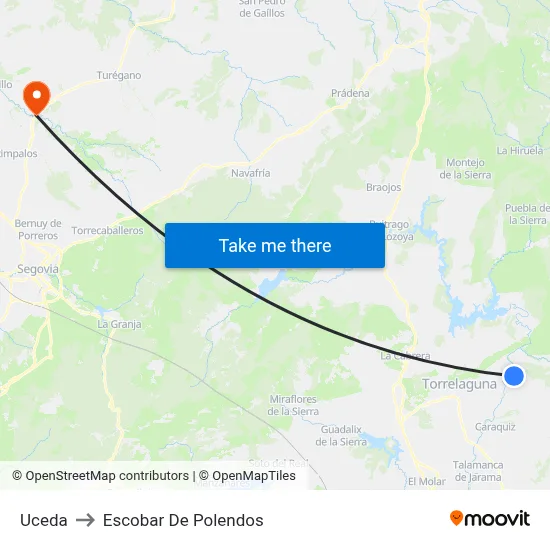 Uceda to Escobar De Polendos map