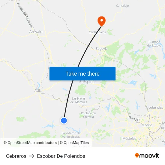 Cebreros to Escobar De Polendos map