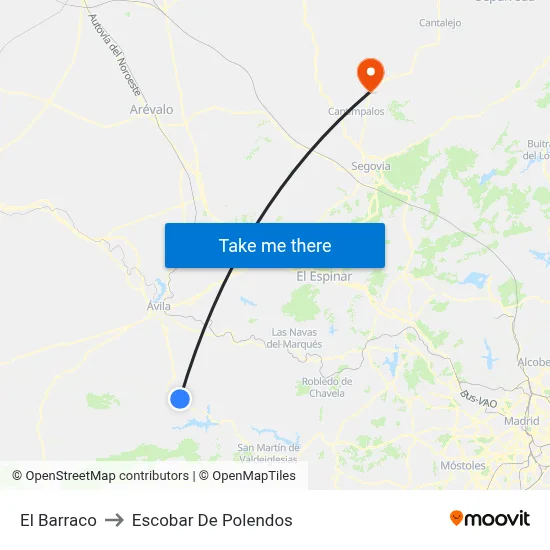 El Barraco to Escobar De Polendos map