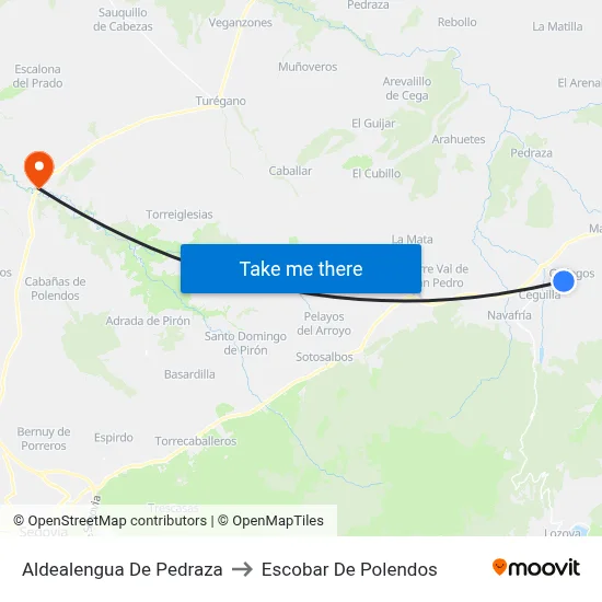 Aldealengua De Pedraza to Escobar De Polendos map