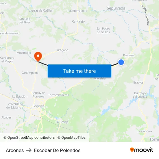 Arcones to Escobar De Polendos map