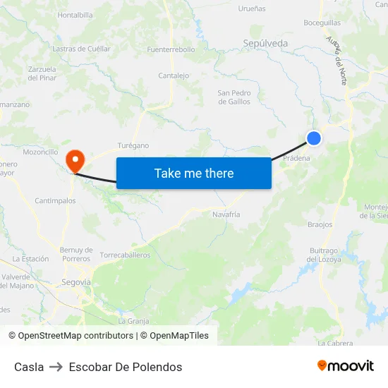 Casla to Escobar De Polendos map