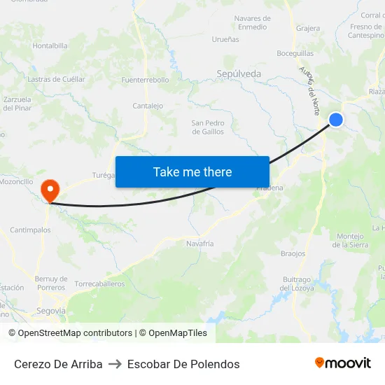 Cerezo De Arriba to Escobar De Polendos map