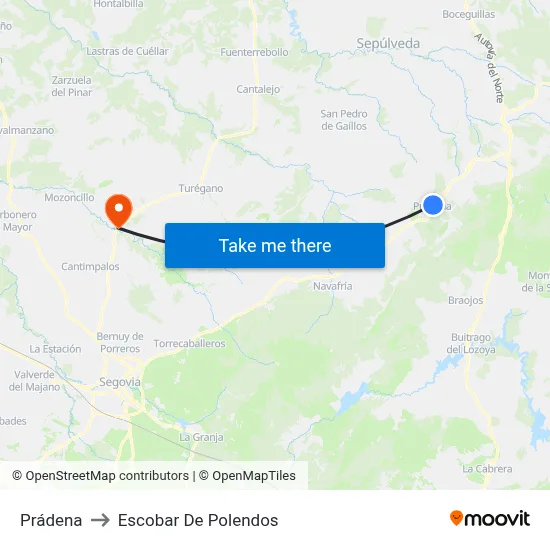 Prádena to Escobar De Polendos map