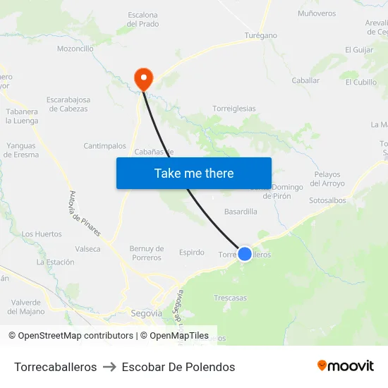 Torrecaballeros to Escobar De Polendos map