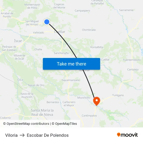Viloria to Escobar De Polendos map