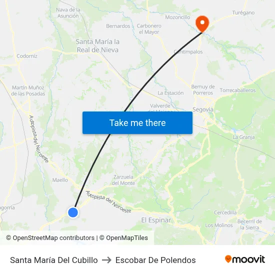 Santa María Del Cubillo to Escobar De Polendos map