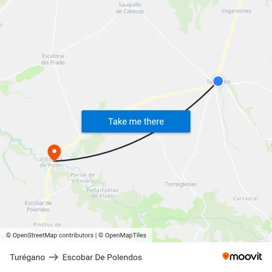 Turégano to Escobar De Polendos map