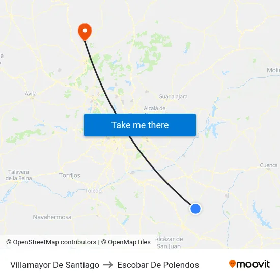 Villamayor De Santiago to Escobar De Polendos map