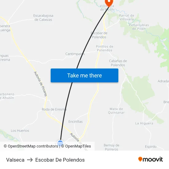 Valseca to Escobar De Polendos map