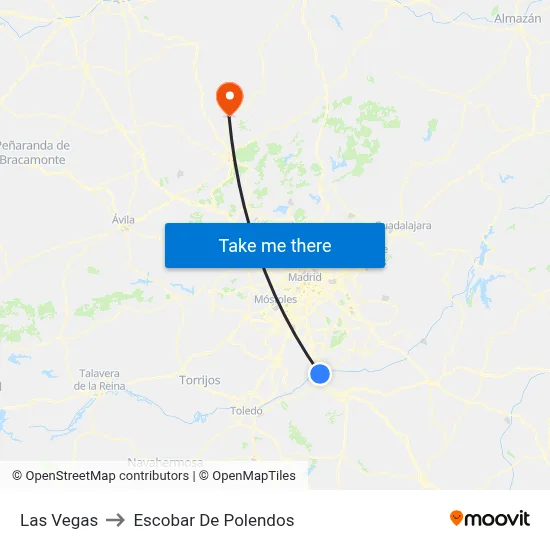 Las Vegas to Escobar De Polendos map
