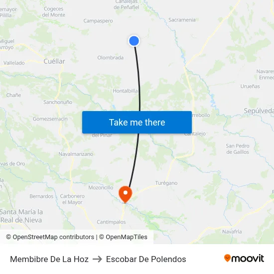 Membibre De La Hoz to Escobar De Polendos map