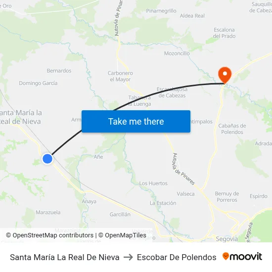 Santa María La Real De Nieva to Escobar De Polendos map