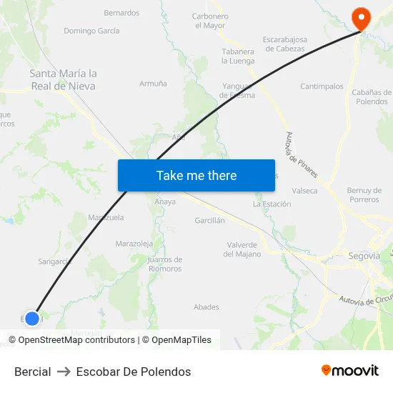 Bercial to Escobar De Polendos map