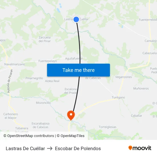 Lastras De Cuéllar to Escobar De Polendos map