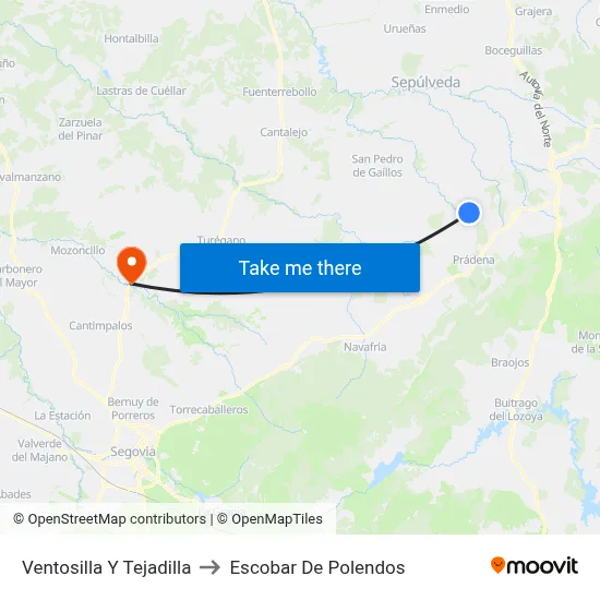 Ventosilla Y Tejadilla to Escobar De Polendos map