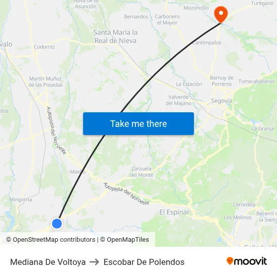 Mediana De Voltoya to Escobar De Polendos map