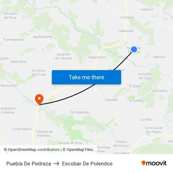 Puebla De Pedraza to Escobar De Polendos map