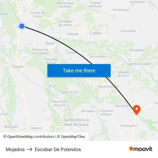 Mojados to Escobar De Polendos map