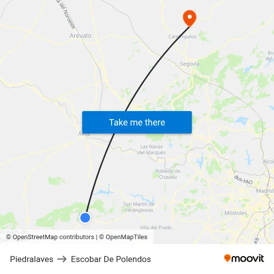 Piedralaves to Escobar De Polendos map