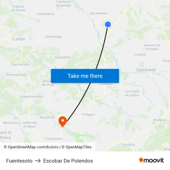 Fuentesoto to Escobar De Polendos map