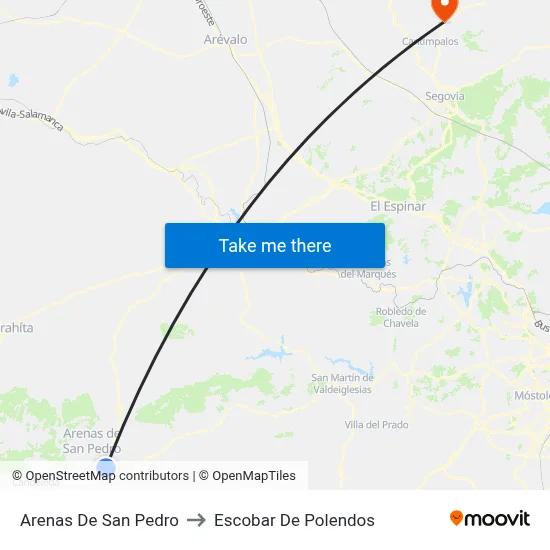 Arenas De San Pedro to Escobar De Polendos map