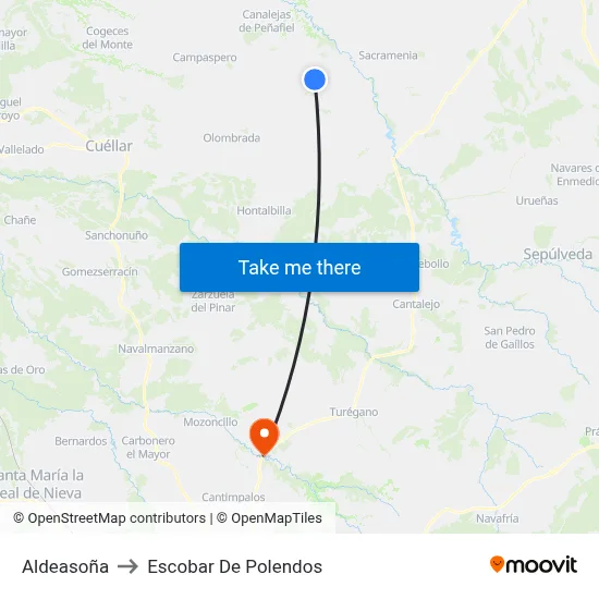 Aldeasoña to Escobar De Polendos map