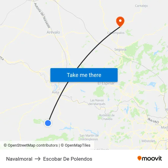 Navalmoral to Escobar De Polendos map