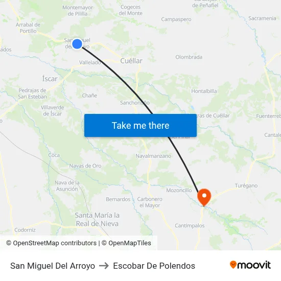 San Miguel Del Arroyo to Escobar De Polendos map