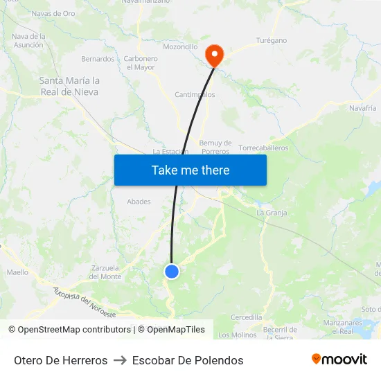 Otero De Herreros to Escobar De Polendos map