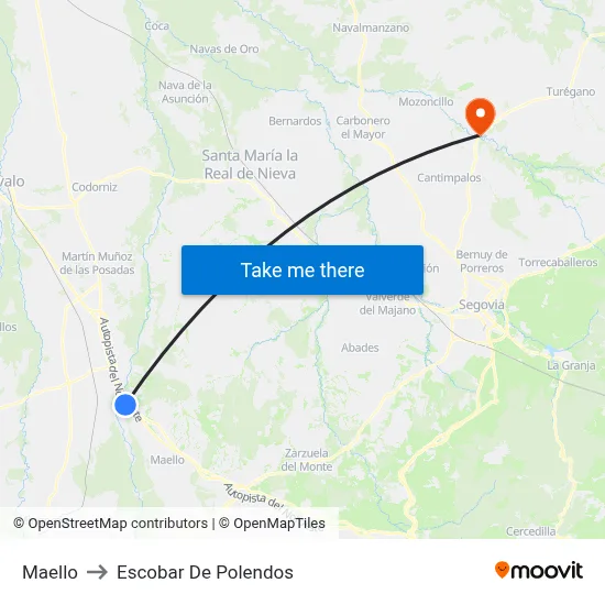 Maello to Escobar De Polendos map