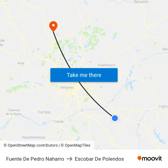 Fuente De Pedro Naharro to Escobar De Polendos map