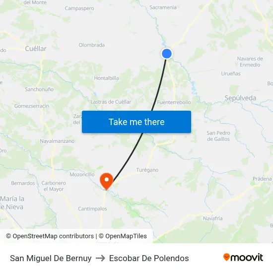 San Miguel De Bernuy to Escobar De Polendos map