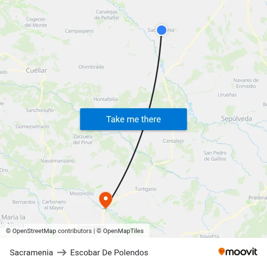 Sacramenia to Escobar De Polendos map