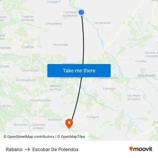 Rábano to Escobar De Polendos map