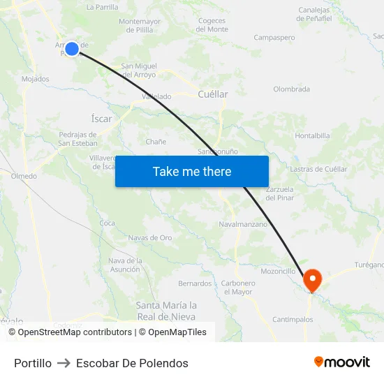 Portillo to Escobar De Polendos map