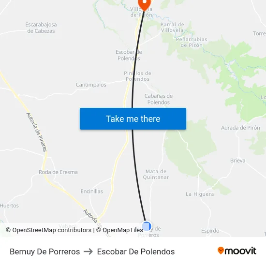 Bernuy De Porreros to Escobar De Polendos map
