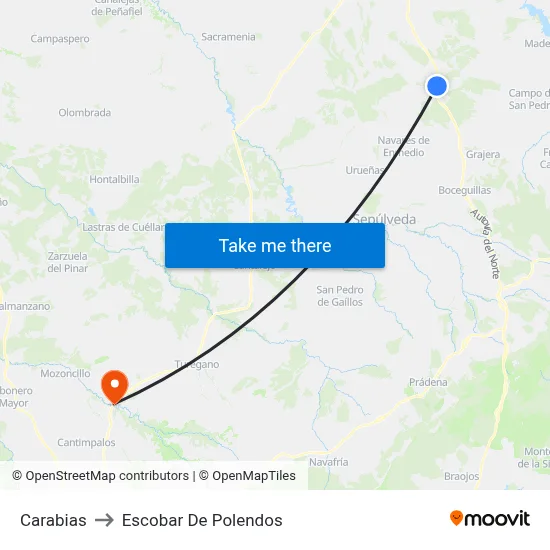 Carabias to Escobar De Polendos map