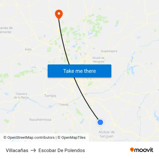 Villacañas to Escobar De Polendos map