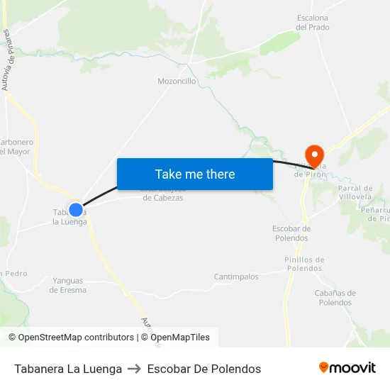 Tabanera La Luenga to Escobar De Polendos map