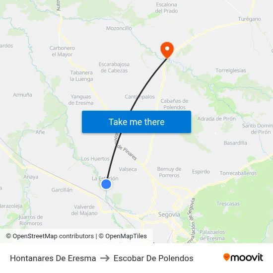 Hontanares De Eresma to Escobar De Polendos map