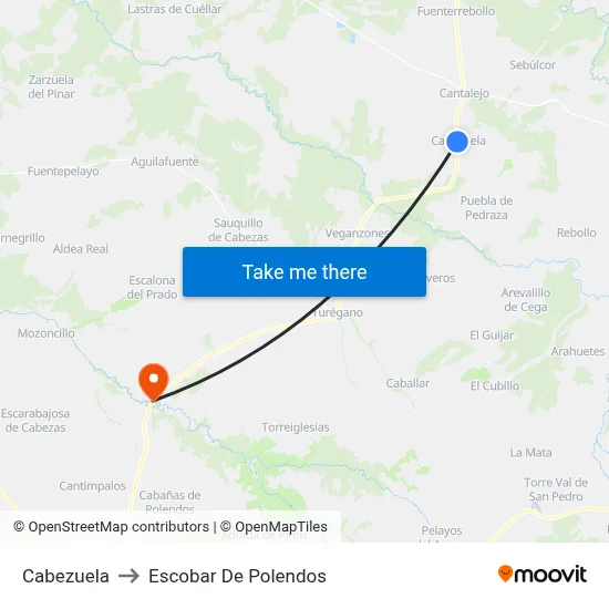 Cabezuela to Escobar De Polendos map