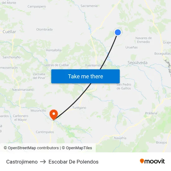 Castrojimeno to Escobar De Polendos map