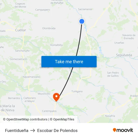 Fuentidueña to Escobar De Polendos map