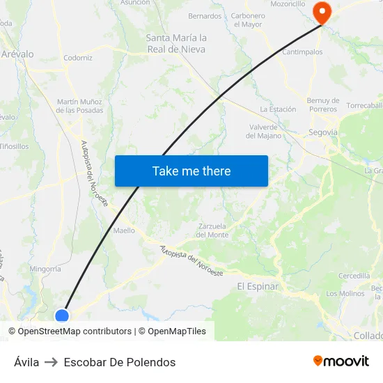Ávila to Escobar De Polendos map