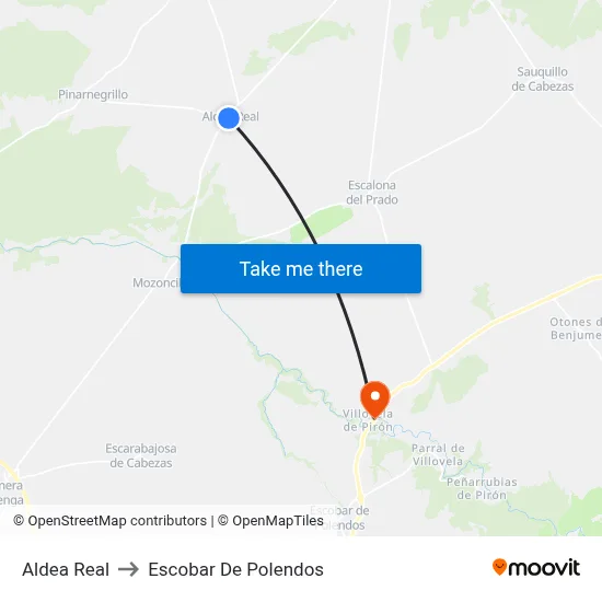 Aldea Real to Escobar De Polendos map