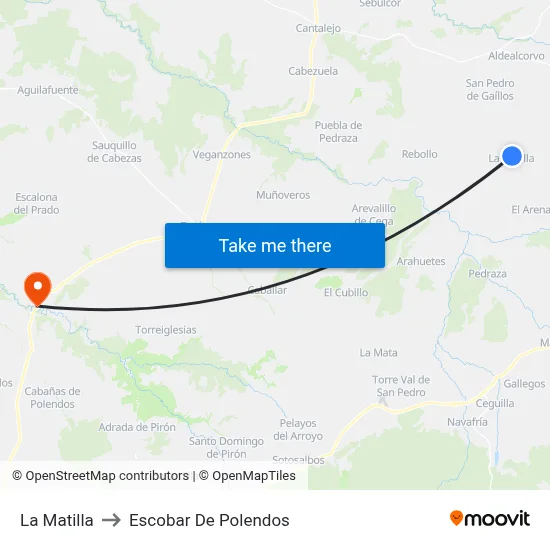 La Matilla to Escobar De Polendos map