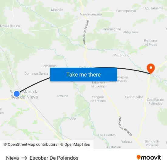 Nieva to Escobar De Polendos map