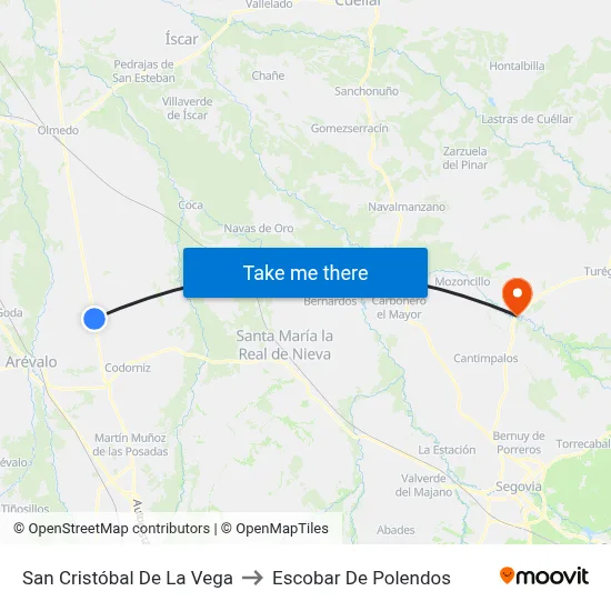 San Cristóbal De La Vega to Escobar De Polendos map