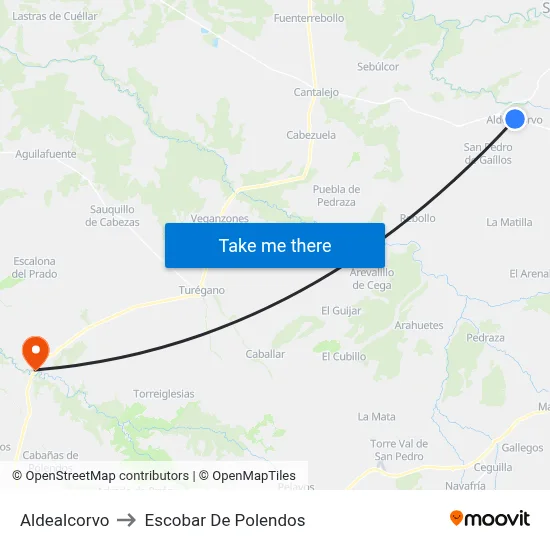 Aldealcorvo to Escobar De Polendos map